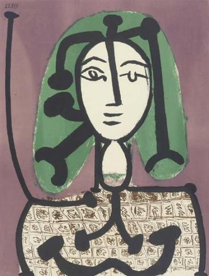 Pablo Picasso (1881-1973). La femme aux cheveux verts (gravure ; 1949)